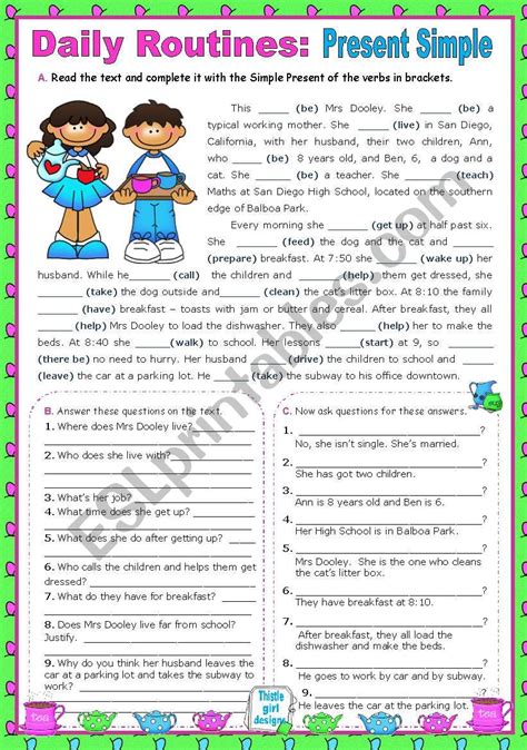 Daily Routines - Present simple - Context: the busy mornings of a teacher - ESL worksheet by mena22