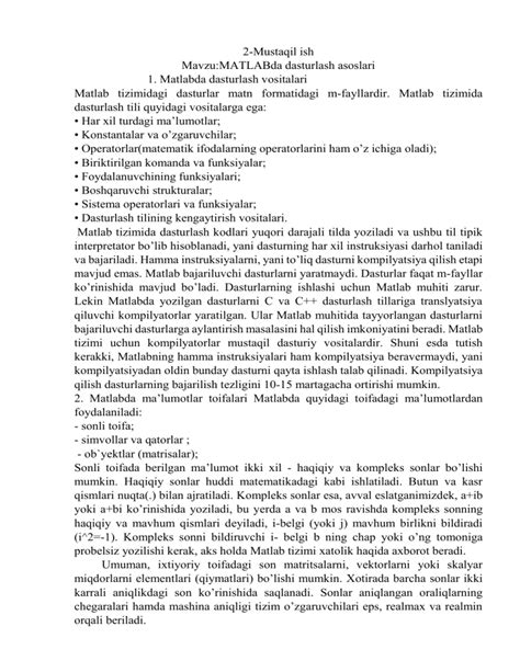 Mavzu matlabda dasturlash asoslari (1)