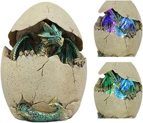 Ebros Emerging Dragon Egg Hatchling with Color Changing LED Night Light ...