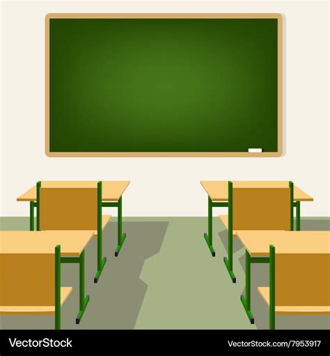 Empty school classroom with blackboard and desks Vector Image