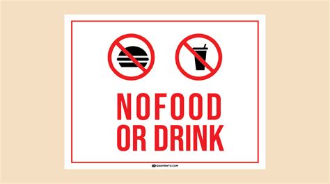 No Food Or Drink Sign Symbol Printable PDF Free