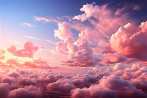 Premium AI Image | Pink fluffy clouds at sunset