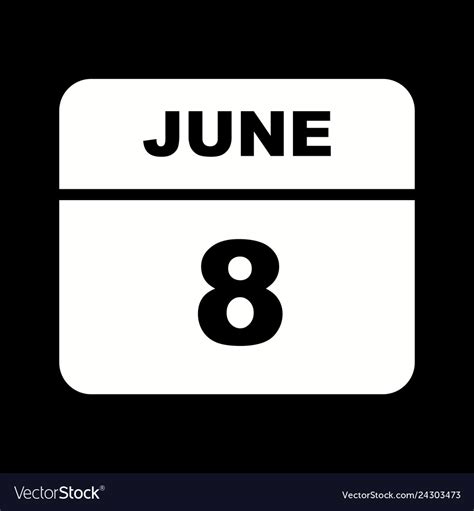 June 8th date on a single day calendar Royalty Free Vector