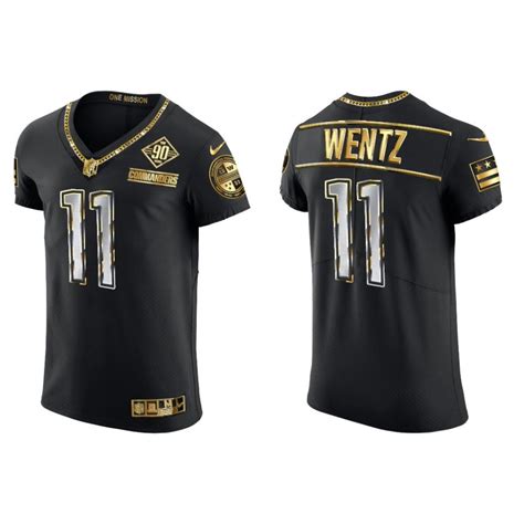 Carson Wentz Washington Commanders Black Gold 90th Anniversary Elite Jersey