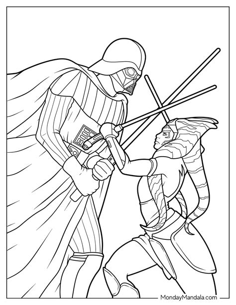 Darth Vader fights Ahsoka - Star Wars Kids Coloring Pages