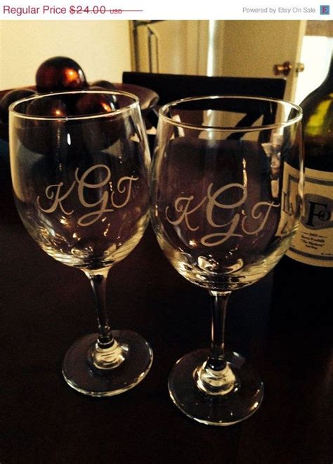 Monogrammed Wine Glasses, Set of 2, Wedding Wine Glasses on Etsy, $21.60 | Monogram wine glasses ...