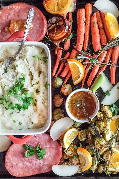 Sheet Pan Christmas Ham Dinner For Two - Imagelicious.com