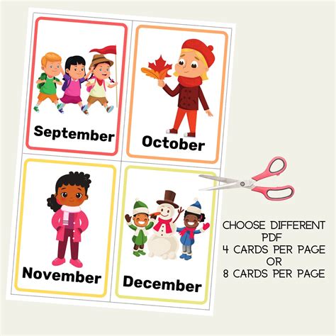 Months of the Year Flash Cards PDF Printable Download Children ...