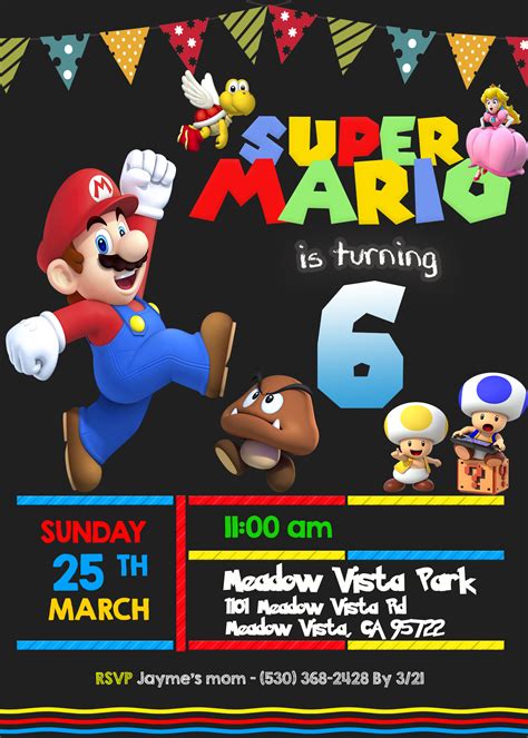 Mario Birthday Invitation Template