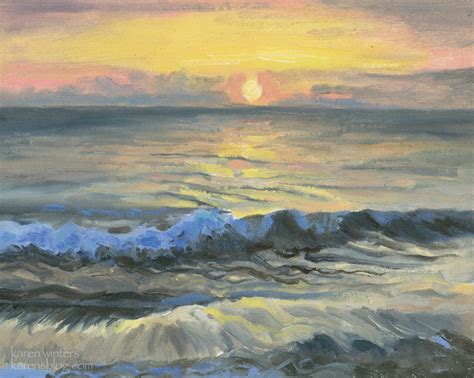 Newport Beach Painting – Sunset Surf – California impressionist marine seascape | Karen Winters ...