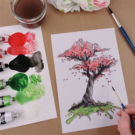 Cherry Blossom Tree Drawing Step By Step