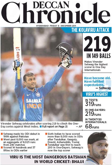 Virender Sehwag ODI World Record 219 vs West Indies at Indore