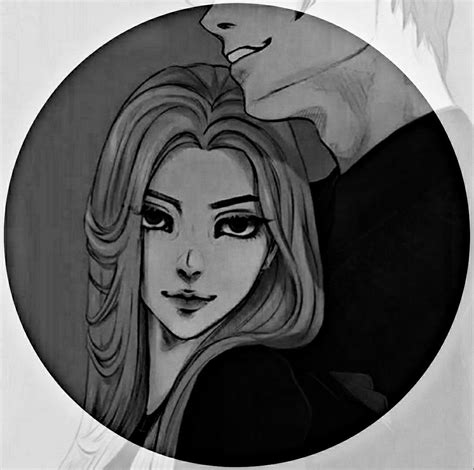 a black and white drawing of a woman with long blonde hair in a round frame