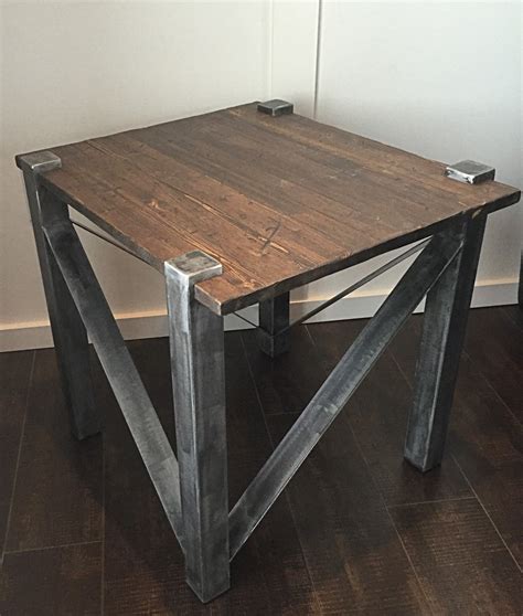 Rustic industrial end table