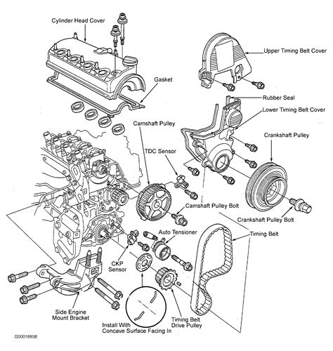 https://www.2carpros.com/img/diagrams/timingbelt/00018938.gif | Honda civic engine, Honda civic ...