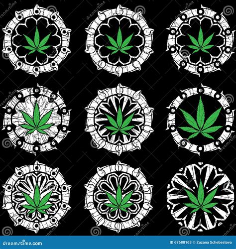 Marijuana Cannabis Leaf Symbol On Textured Geometric Background Stock ...