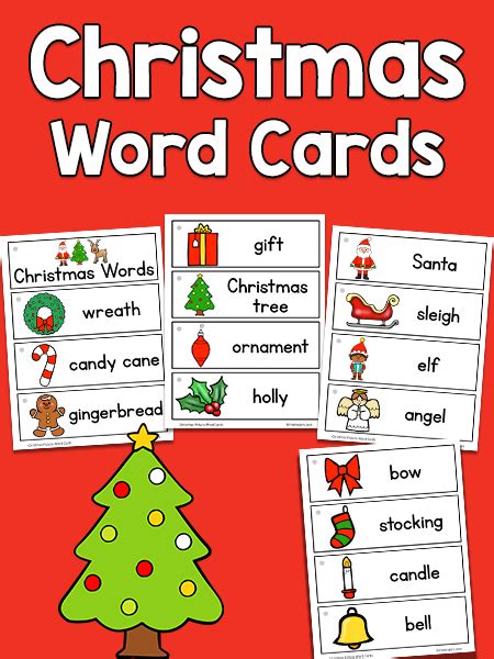 Christmas Picture Word Cards - PreKinders Preschool Activities