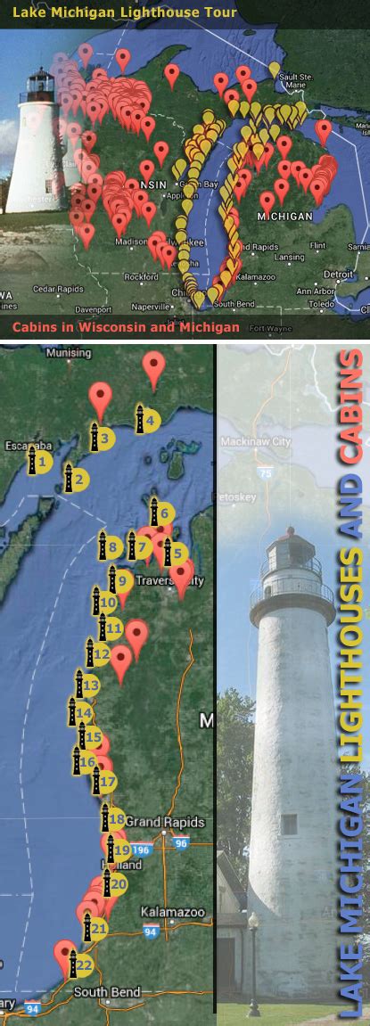 Lighthouses In Michigan Map - World Of Light Map