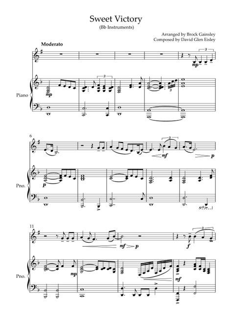 Sweet Victory Solo for Bb by David Eisley Sheet Music for Instrumental Solo and Piano ...