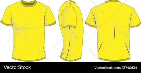 Yellow t-shirt template in front side and back Vector Image