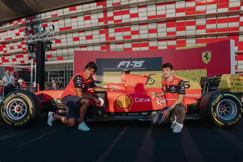 Scuderia Ferrari F1 drivers Charles Leclerc and Carlos Sainz surprise guests at the Ferrari ...