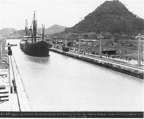 1914 Panama Canal Opening Steamer SS Ancon at Pedro Miguel Locks