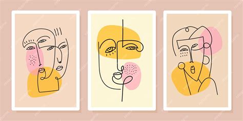 Premium Vector | Set of colorful abstract decorative face portraits as ...