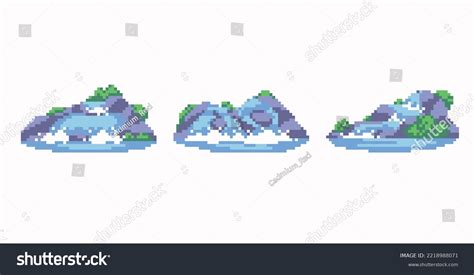 Waterfall Scene Isolated Pixel Art Set Stock Vector (Royalty Free ...