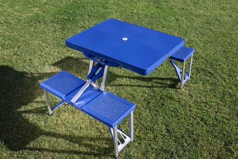 Picnic Time Picnic Table Portable Folding Table with Seats - Blue