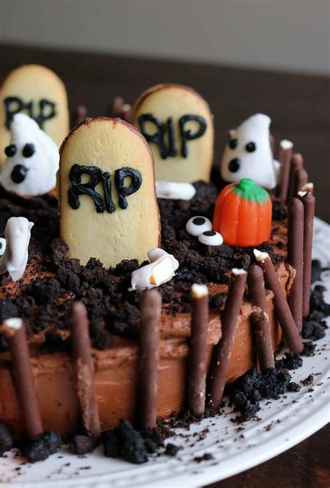 Easy Halloween Graveyard Cake - Kindly Unspoken