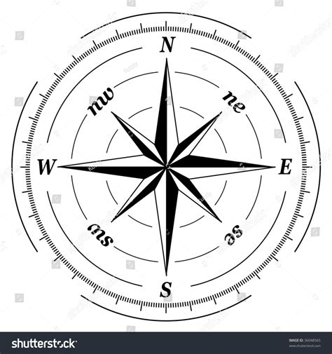 Black And White Compass Stock Vector 36048565 : Shutterstock