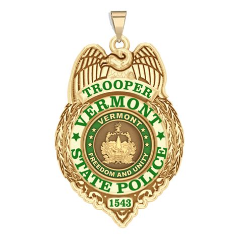 Personalized Vermont State Trooper Police Badge with Your Rank and Number - PG101606