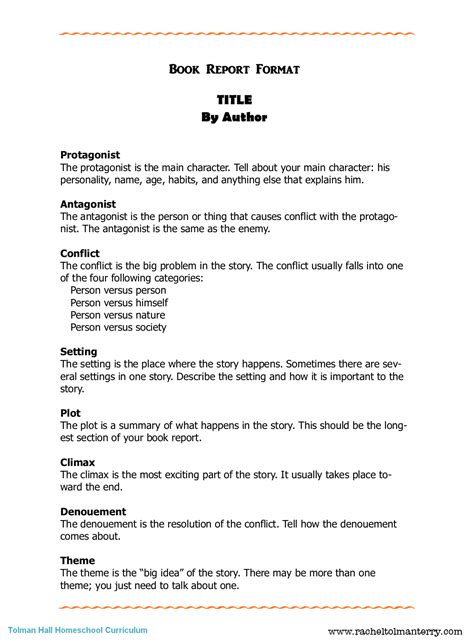 Book Report Format