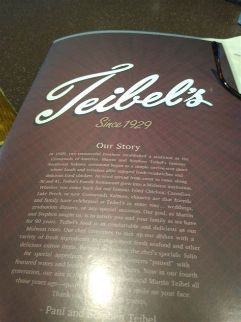 Menu at Teibel's Family Restaurant, Schererville