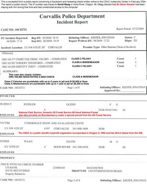 Identity Theft Police Report - Free Printable Documents