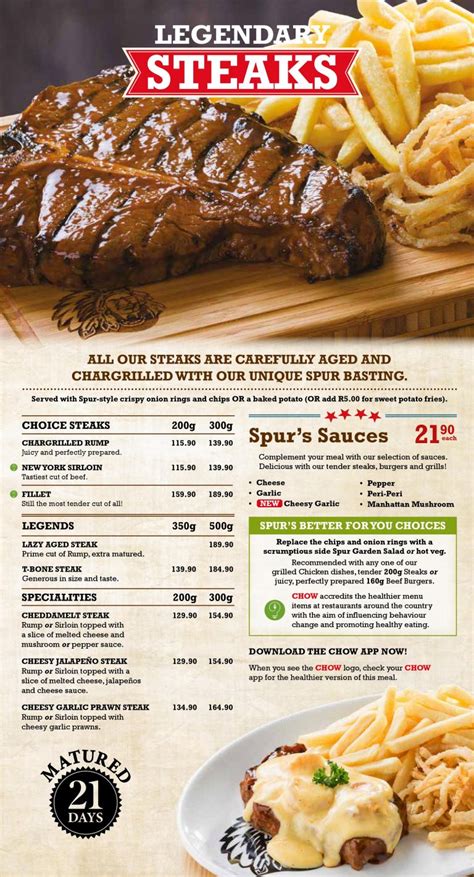 Spur Steak Ranches Menu Prices & Specials