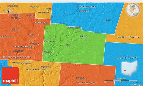 Political 3D Map of Greene County