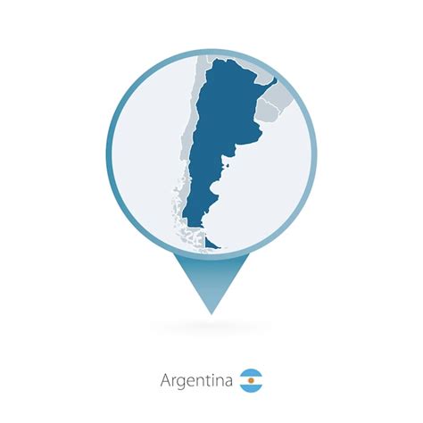 Premium Vector | Map pin with detailed map of argentina and neighboring ...