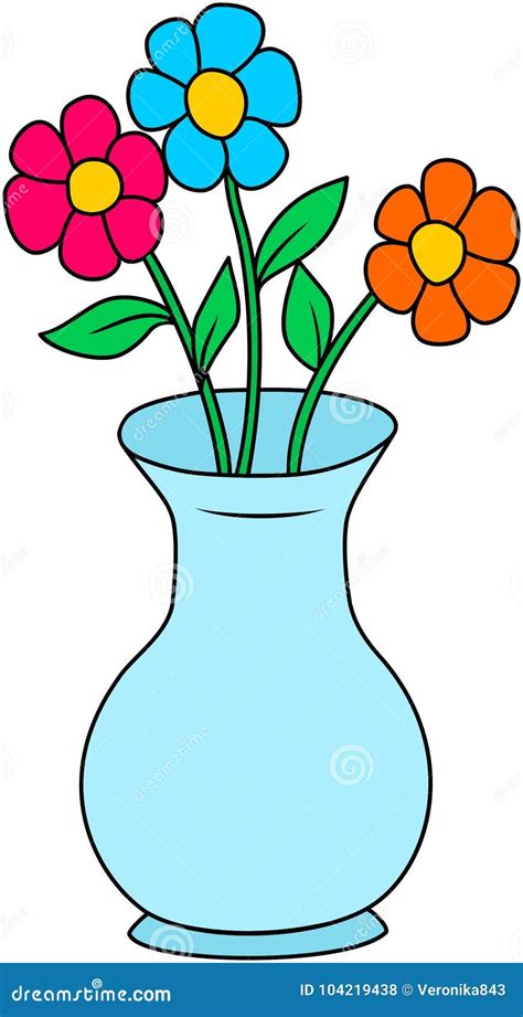 Colorful Flowers in a Vase. Stock Vector - Illustration of cartoon, gift: 104219438