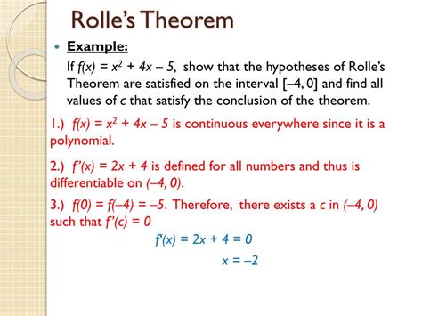 PPT - 4.2 Mean Value Theorem & Rolle’s Theorem PowerPoint Presentation - ID:2494507