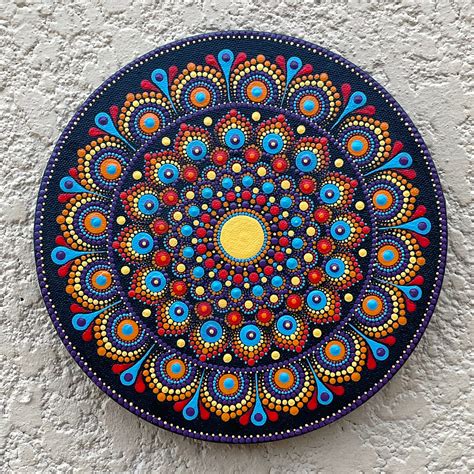 Hand-painted Dot Mandala 8 Round Canvas Mandala Mandala Art Dot Art Dot Painting Handmade - Etsy