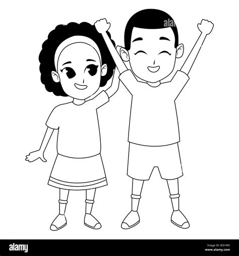 Afroamerican sister and brother smiling cartoon in black and white Stock Vector Image & Art - Alamy