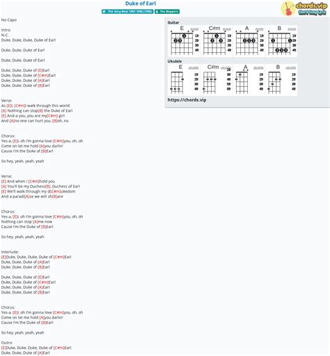 Chord: Duke of Earl - tab, song lyric, sheet, guitar, ukulele | chords.vip