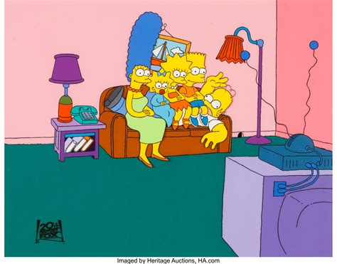 The Simpsons Couch Gag Production Cel and Custom Painted Background ...