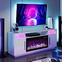 Amazon.com: JXQTLINGMU Electric Fireplace TV Stand for TV's up to 80 Inches, Modern Farmhouse ...