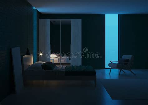 Modern Bedroom Interior. Emerald Color in the Interior Stock Illustration - Illustration of ...