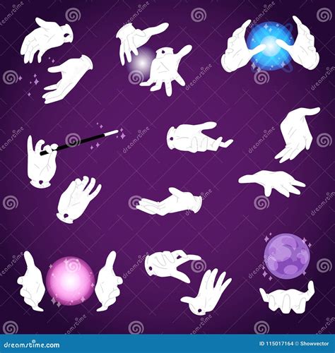 Magic Hands Vector Magician Or Illusionist Holding Magical Wand Or Glow ...