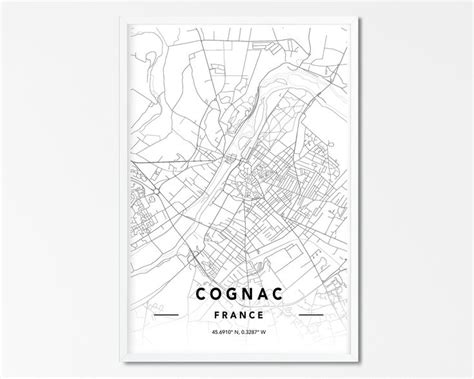 Cognac France City Map Print, Custom City Map, Cognac Map Print, Cognac Wall Art, Cognac Map ...