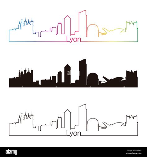 Lyon skyline linear style Stock Photo - Alamy