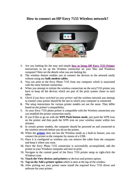 How to connect an HP Envy 7155 Wireless network? by Jermiah Fernandez - Issuu